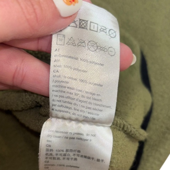 Wesc Olive Green Fleece Quarter Zip Pullover Jacket Women’s XL Men’s L Warm Cozy - Picture 8 of 14